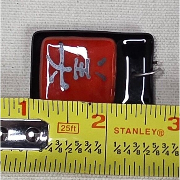 Red & Black Fused Glass “Beauty” Pendant, Signed 2008 Art Jewelry - Picture 6 of 6